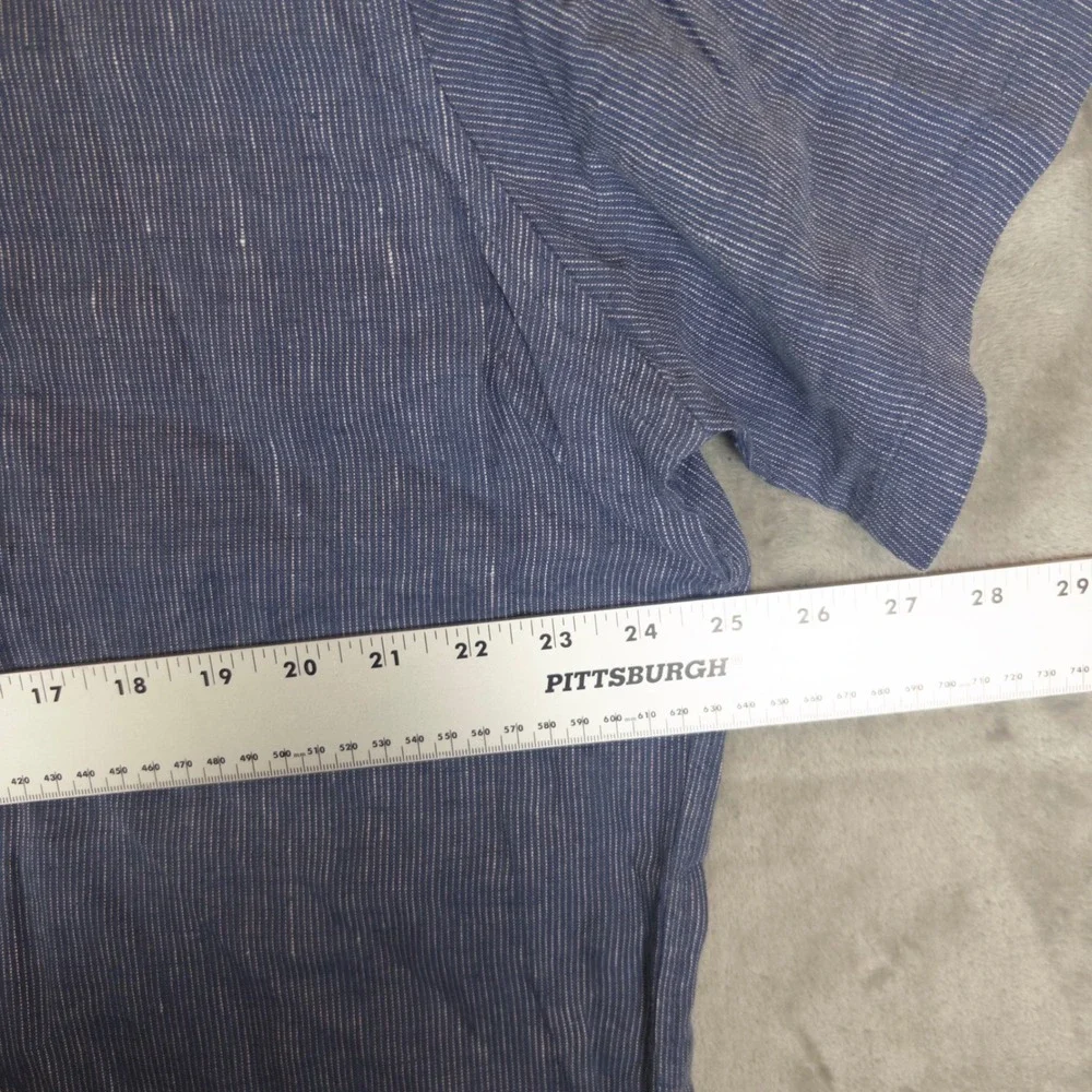 UNTUCKit Button Down Mens XX-Large Blue Linen Stripe Short Sleeve Shirt Casual